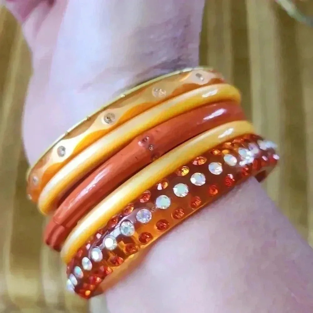 6 stack‎ bracelets orange yellow - Picture 3 of 10